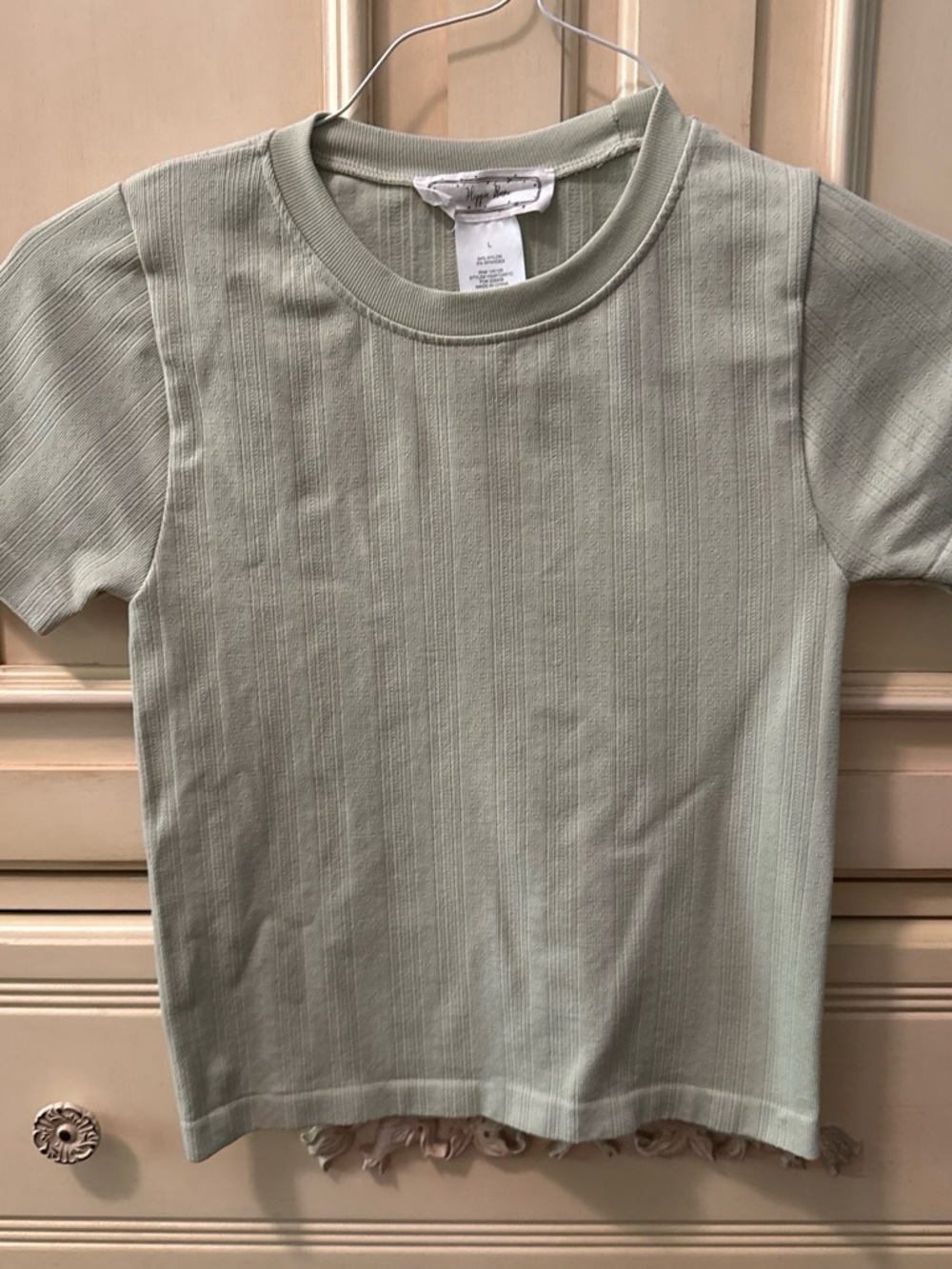 Hippie Rose Light Sage Ribbed Crew Tee